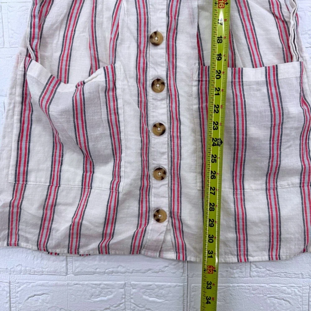 Abercrombie & Fitch Button Front Dress Women Sz S Striped V-Neck Mini Tie Waist